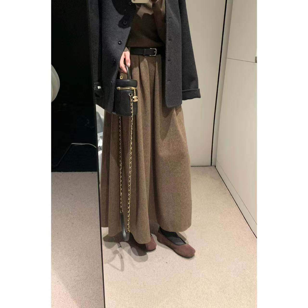 8813拿铁裙 升级加厚毛呢大裙摆半身裙