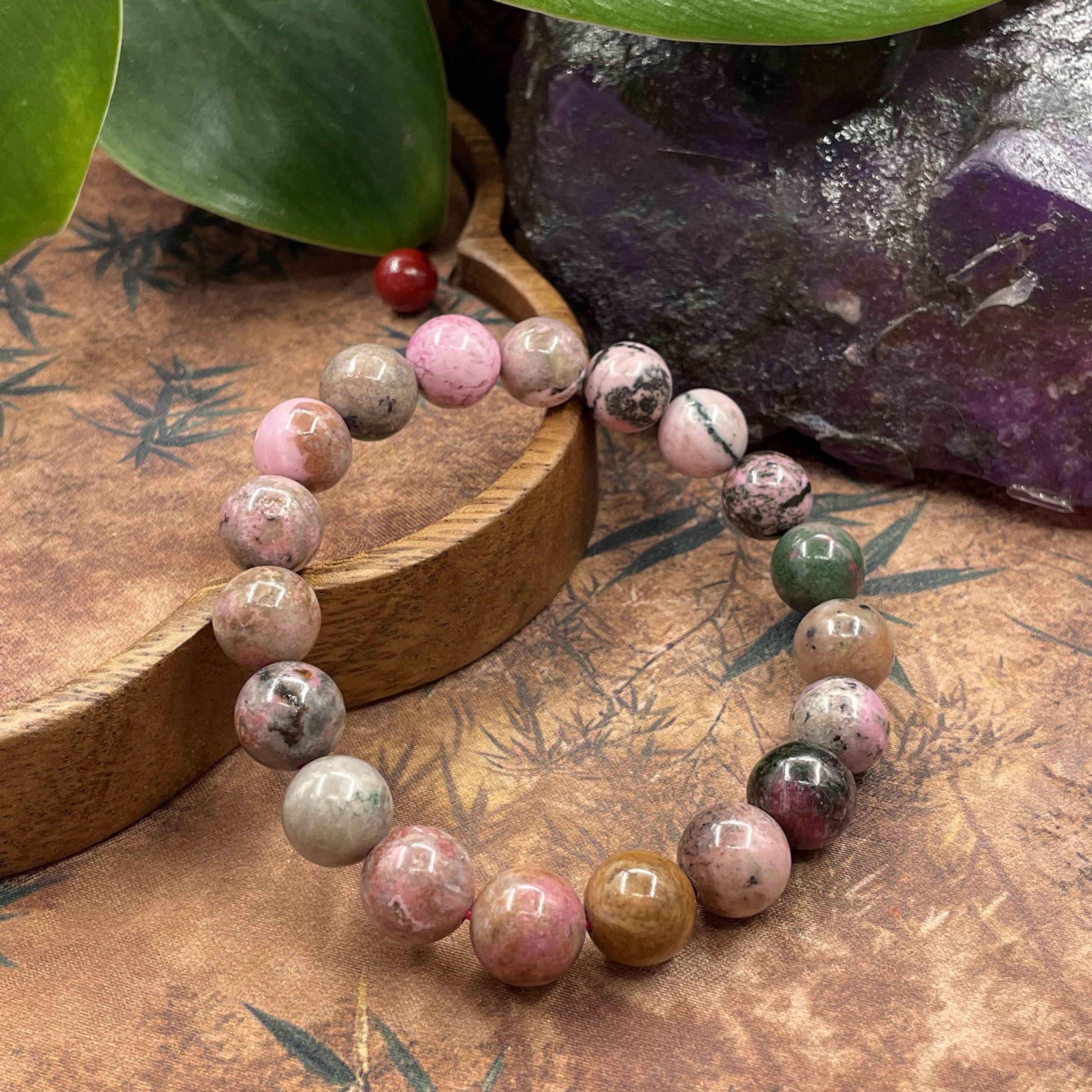 含辰砂工艺品【繁花珠宝甄选】含辰砂工艺品老矿樱花粉单圈KC173