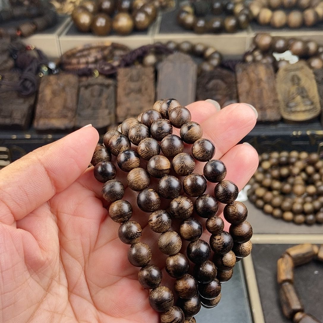 沉香手串华*越南芽庄留疤白虎斑