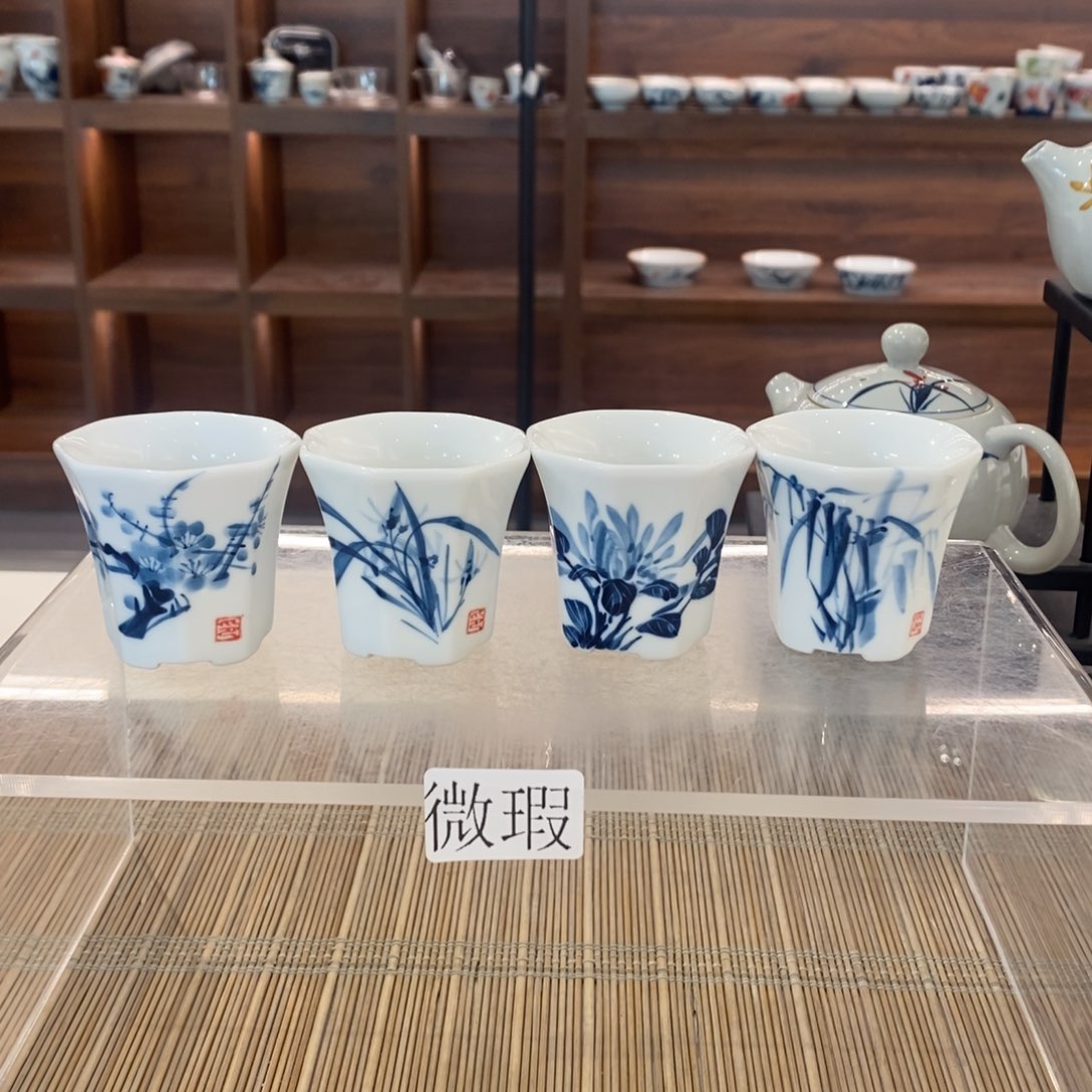釉下手绘茶具微瑕手工绘制