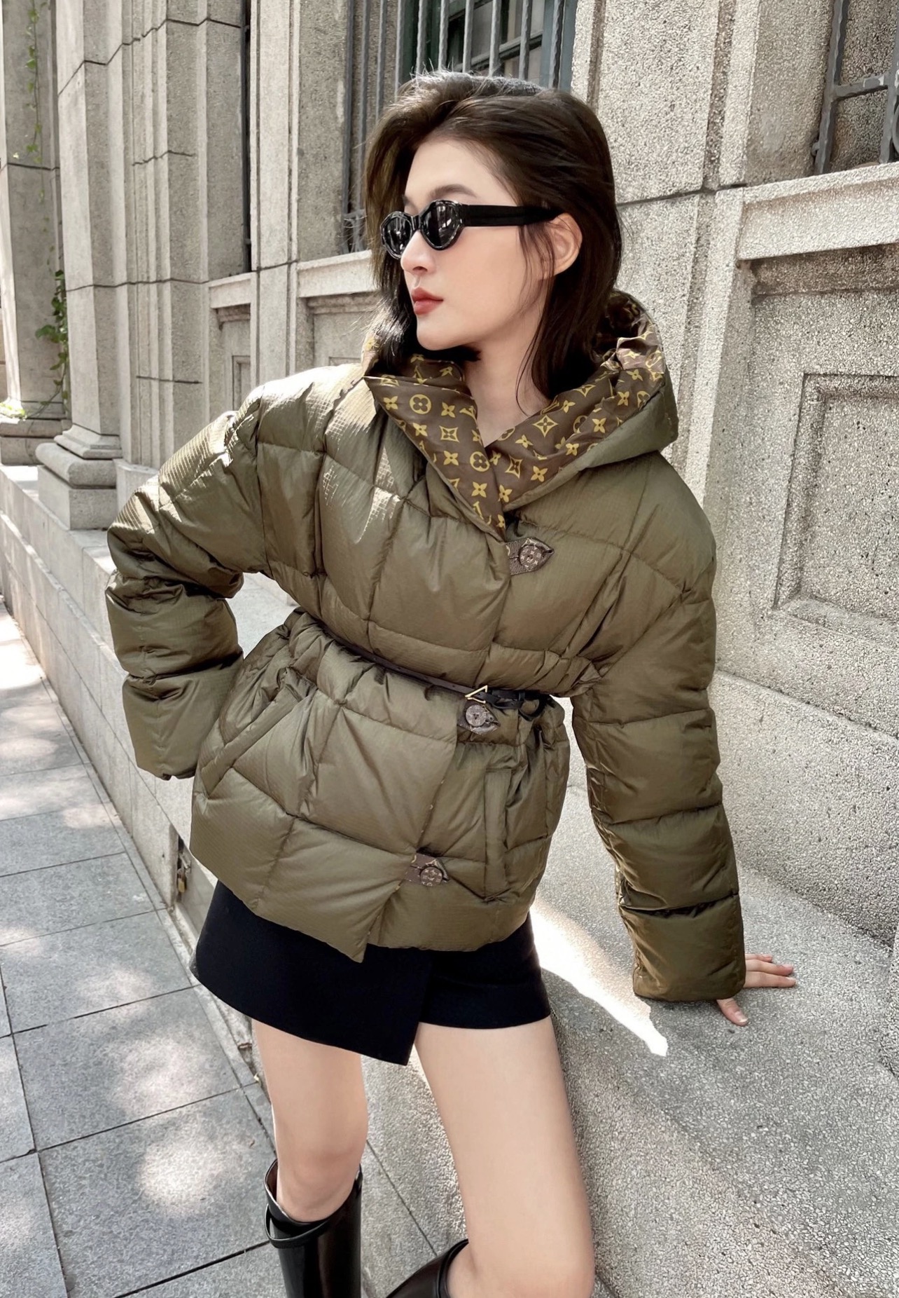 99新 LouisVuitton/路易威登 bb2633 锦纶 滑雪胶囊老花羽绒服 36