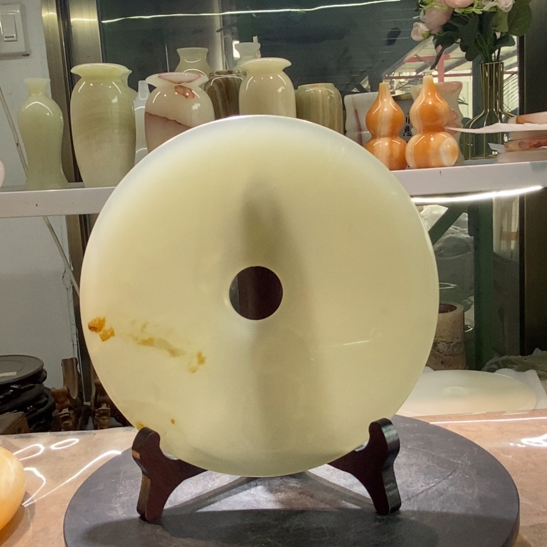 20厘米天然冰青平安扣摆件，仅此一个