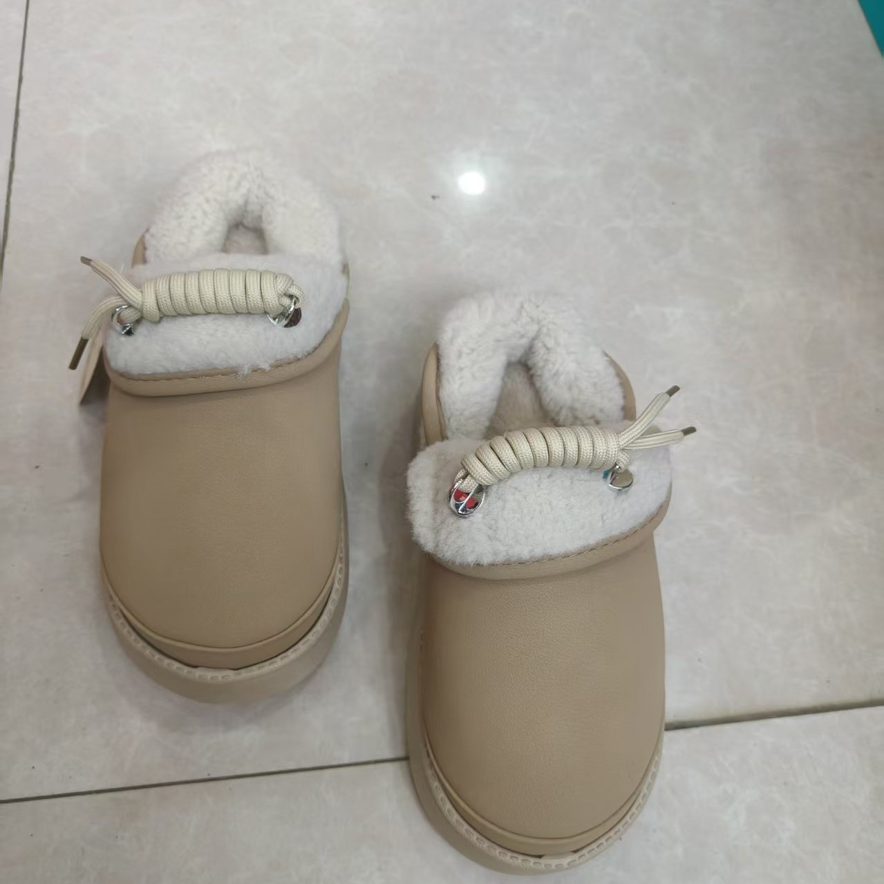 女士厚底增高加绒包头棉拖鞋秋冬外穿居家两用舒适