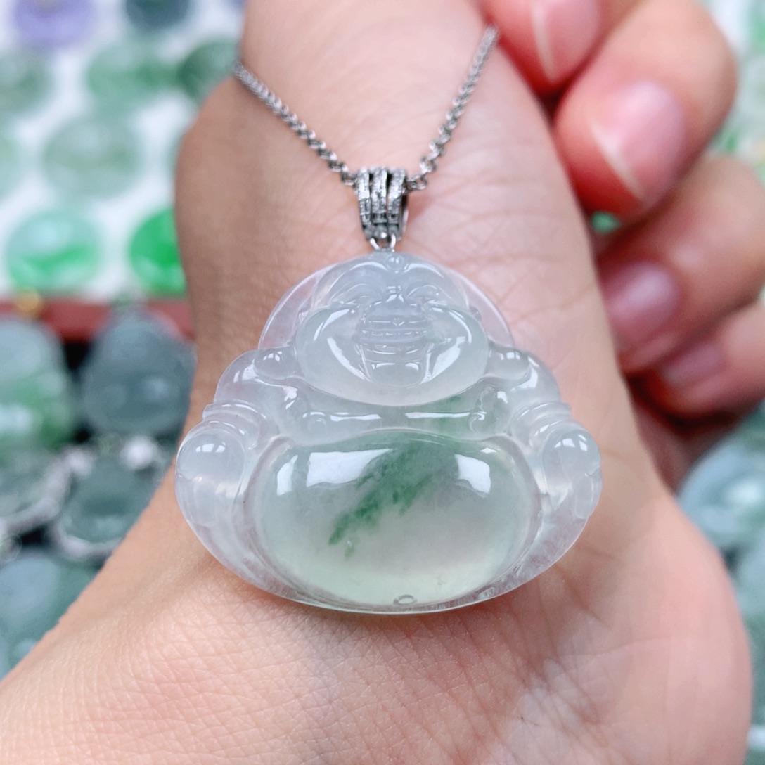 翡翠吊坠(不含链)18K金镶嵌