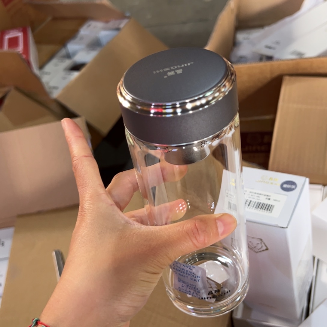 晶石单层烫手玻璃杯500哑光灰色玻璃杯