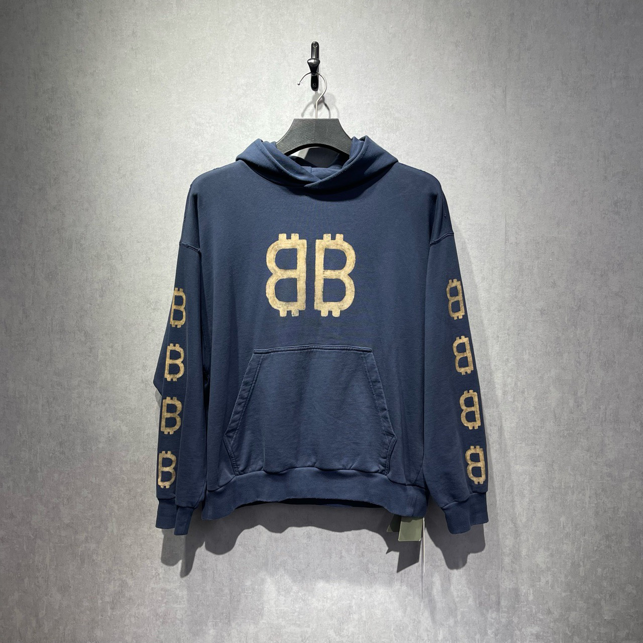 未使用 Balenciaga/巴黎世家 双B印花图案连帽卫衣/XS码/DY215459
