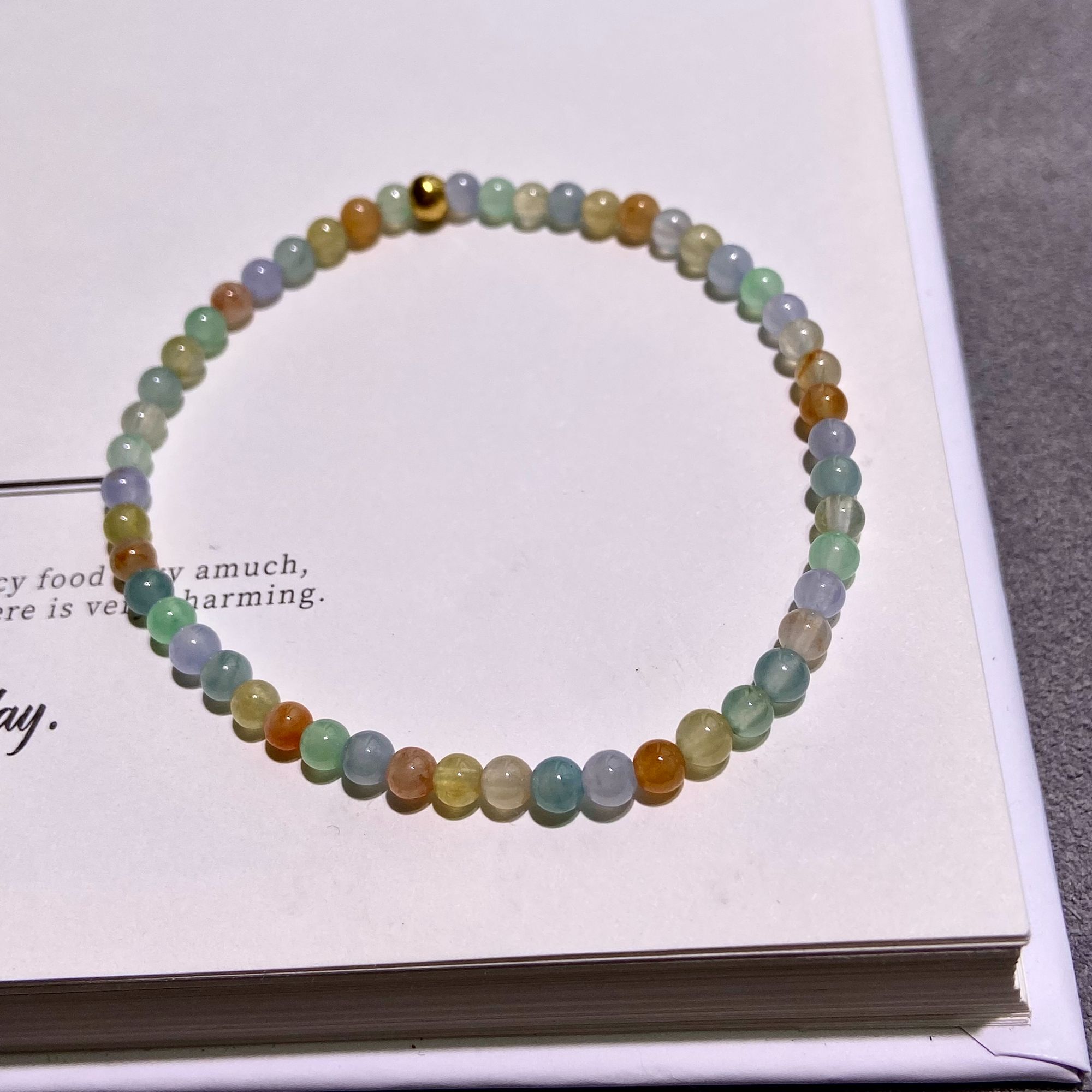 缅甸翡翠A货马卡龙手串3.5*