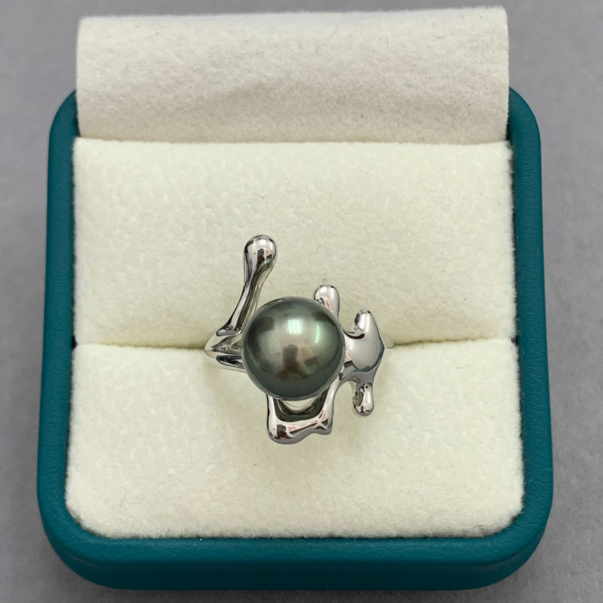 星柠珍珠 海水大溪地黑珍珠 s925银戒指 时尚款