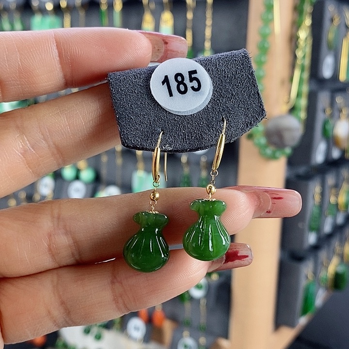 和田玉耳饰18K金镶嵌