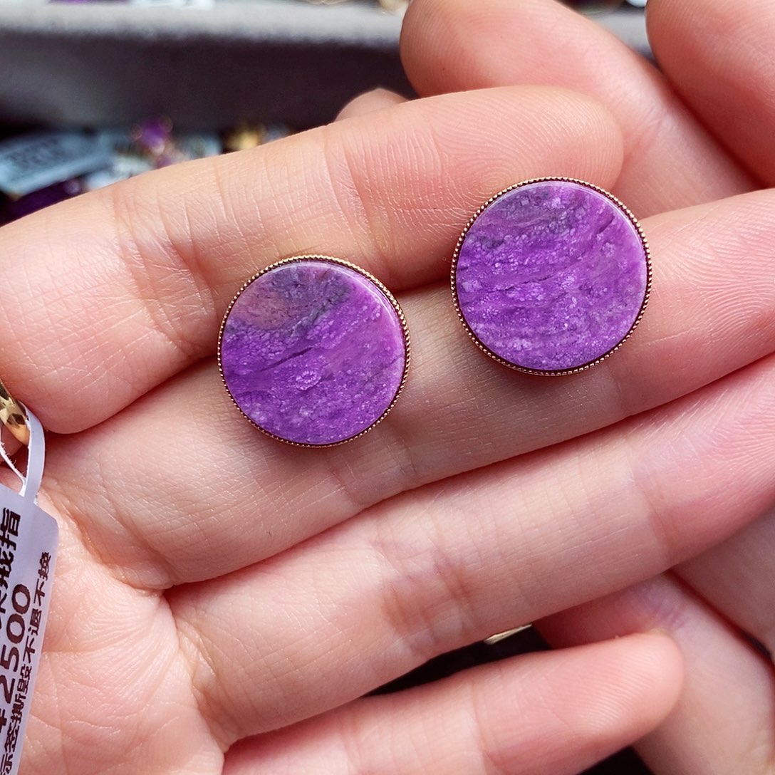 苏纪石（舒俱来）耳饰18K金镶嵌