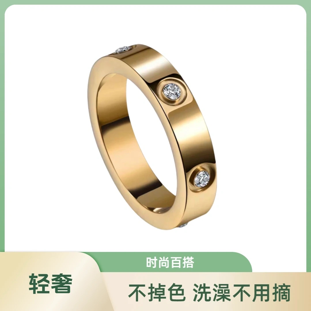 钛钢戒指 六角戒指不掉色小众设计ins轻奢男女情侣对戒食指环
