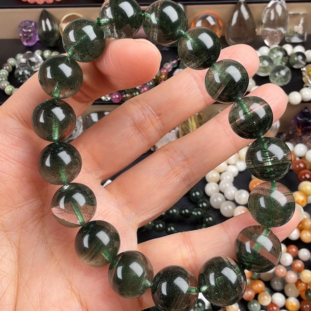 水晶手链未镶嵌天然绿幽灵步步高升千层