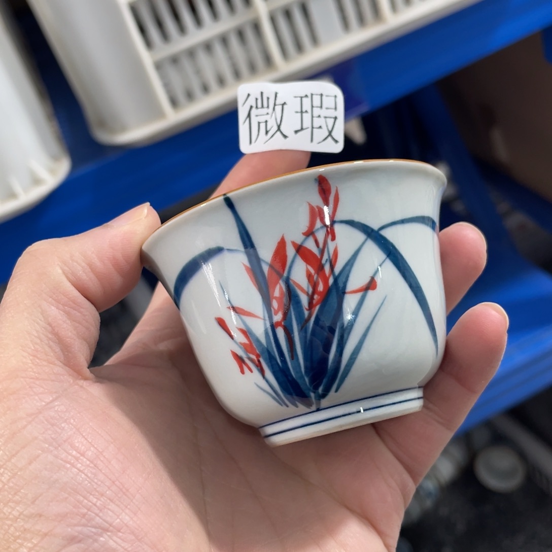 釉下手绘茶具微瑕