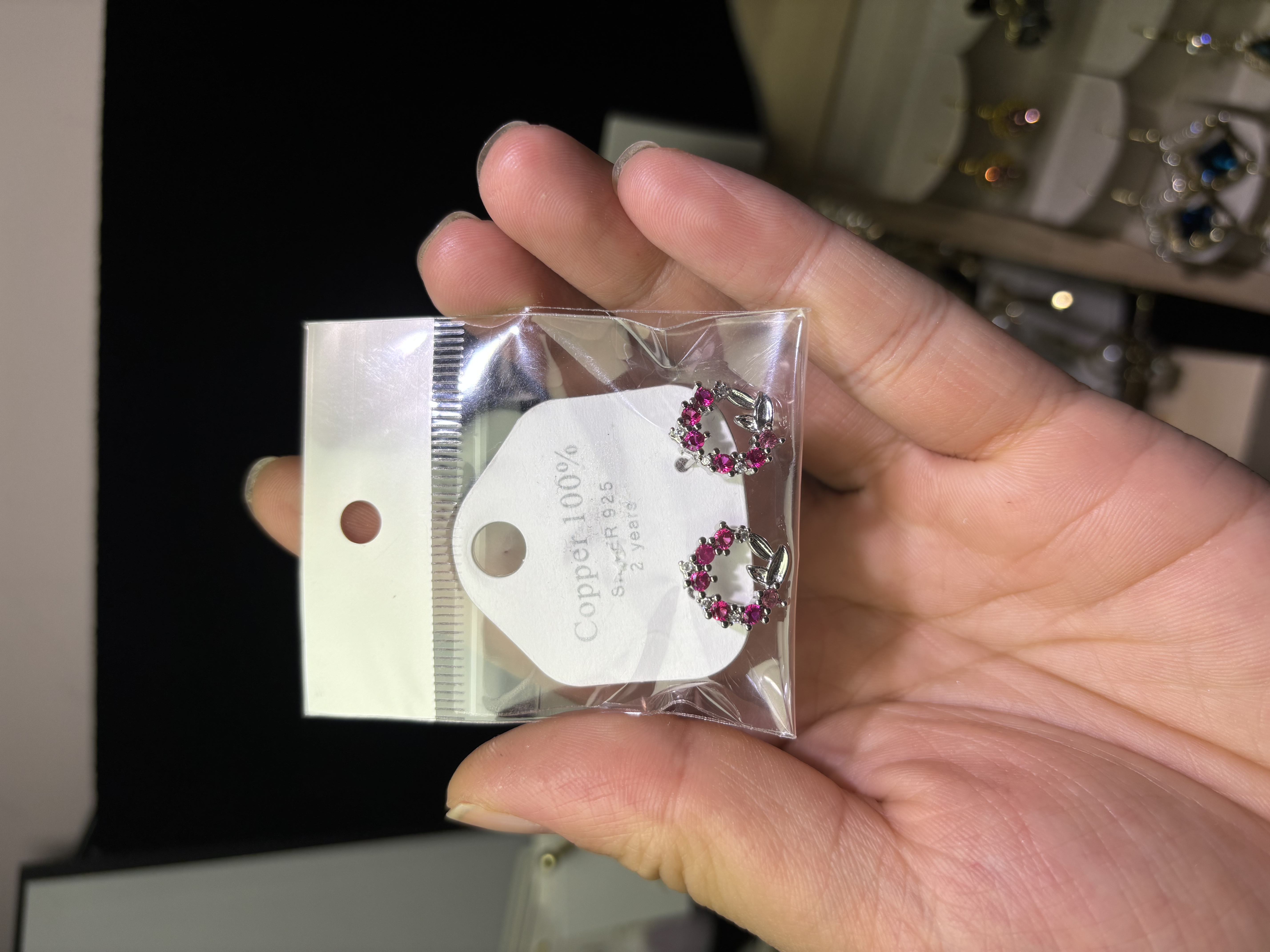 铜合金耳饰 女气质十字架/皇冠/罗马数字耳钉天然粉清新素款百搭