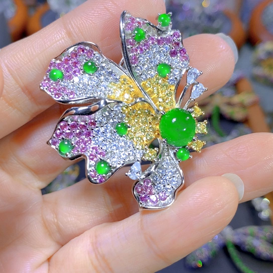 翡翠颈饰合金天然翡翠