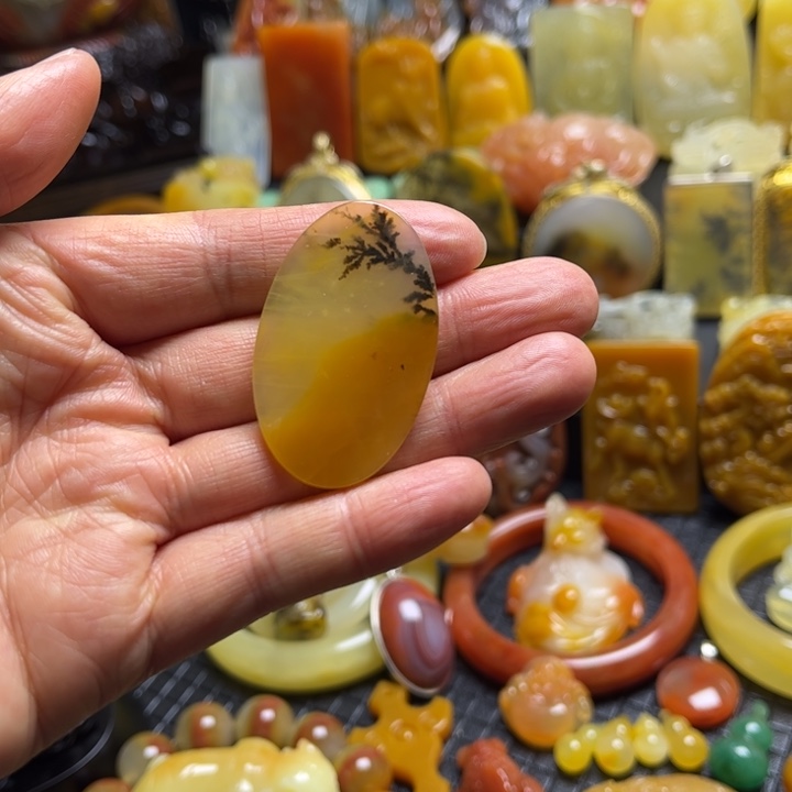 石英质玉（黄龙玉）未镶嵌颈饰