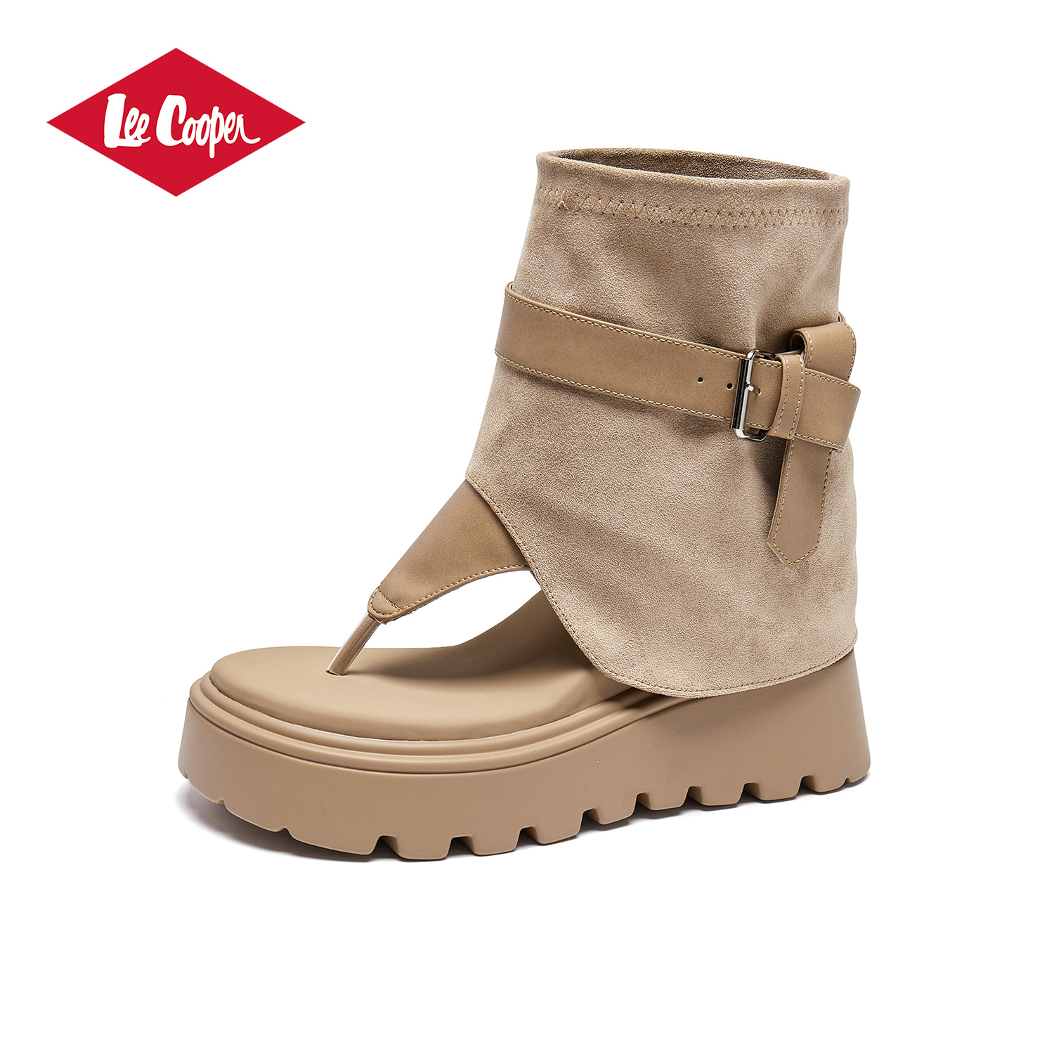 LEE COOPER厚底内增高凉靴女2025款复古两穿中筒靴潮流裤管靴子