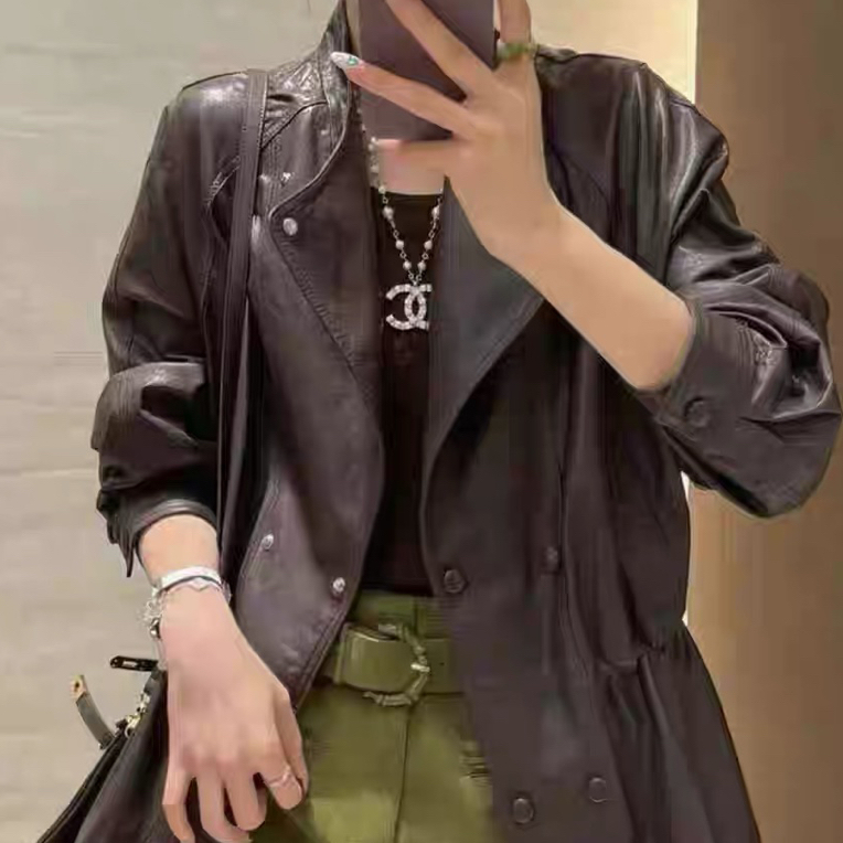 绵羊皮设计感皮衣中长款宽松显瘦夹克外套女百搭