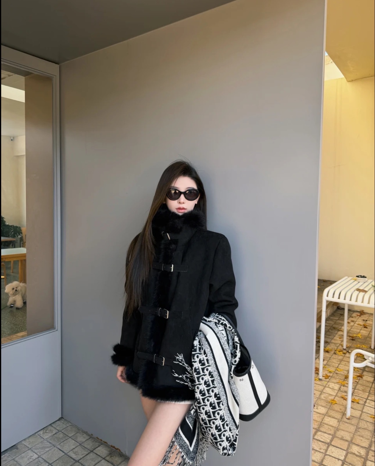 【塞尔维亚】机车风皮毛一体外套女2025冬季新款