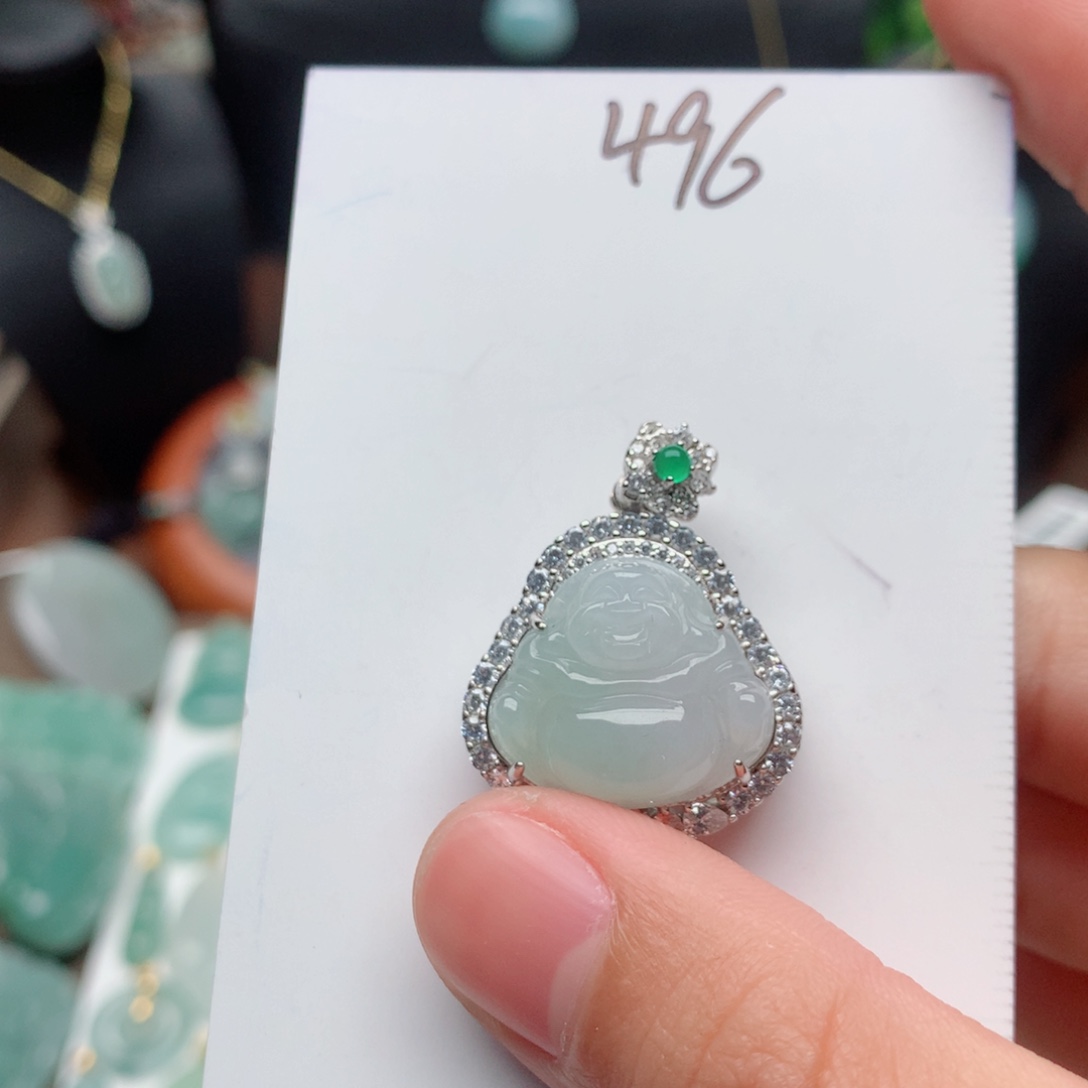 翡翠颈饰银S925镶嵌柠*?吊坠