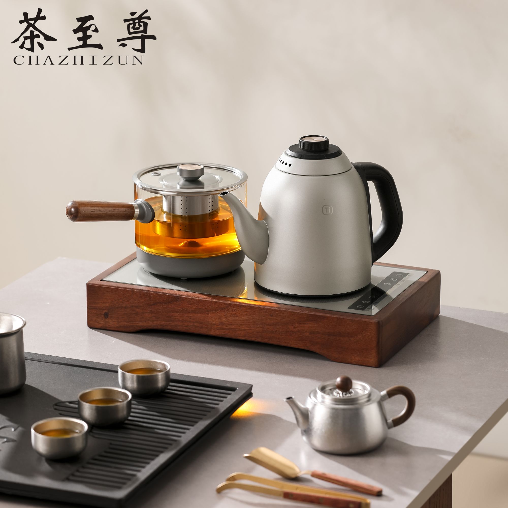 纯钛全自动上水烧水壶茶台嵌入式炉煮茶器一体泡茶烧水壶自动上水