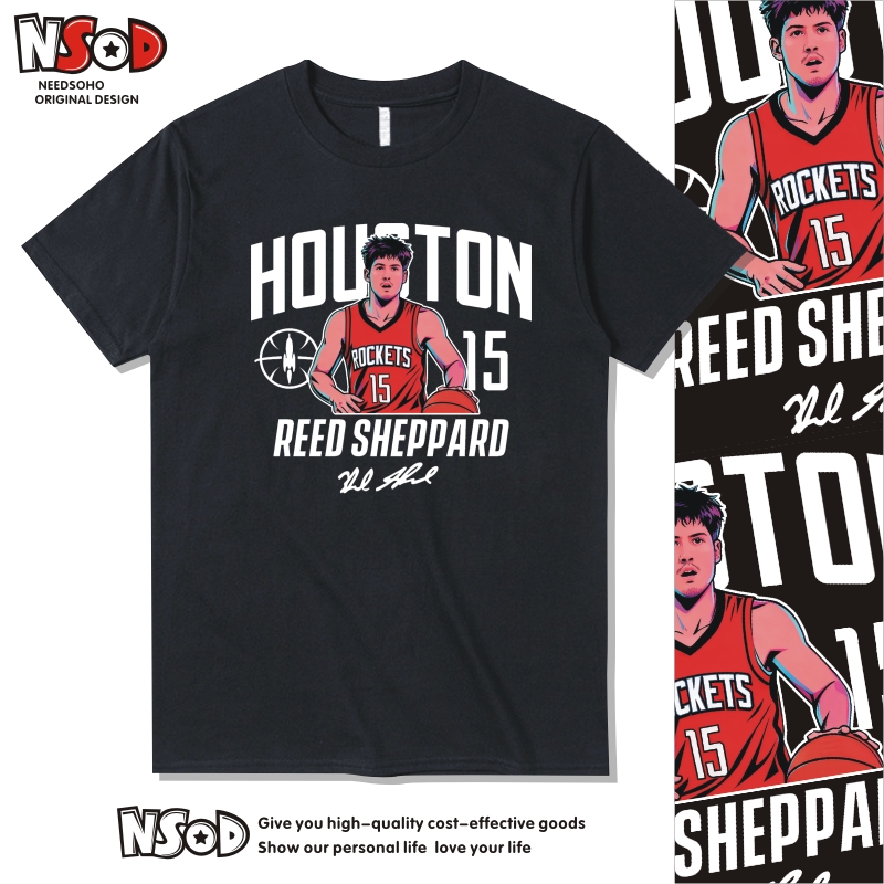 谢泼德T恤短袖半袖休斯顿火箭篮球衣服球星手绘文化衫运动夏季男