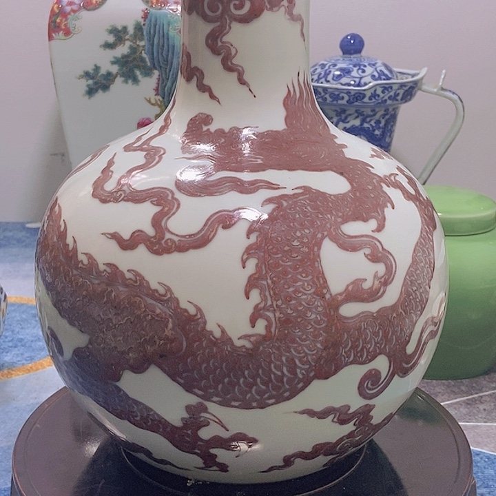 摆件釉里红龙纹天球