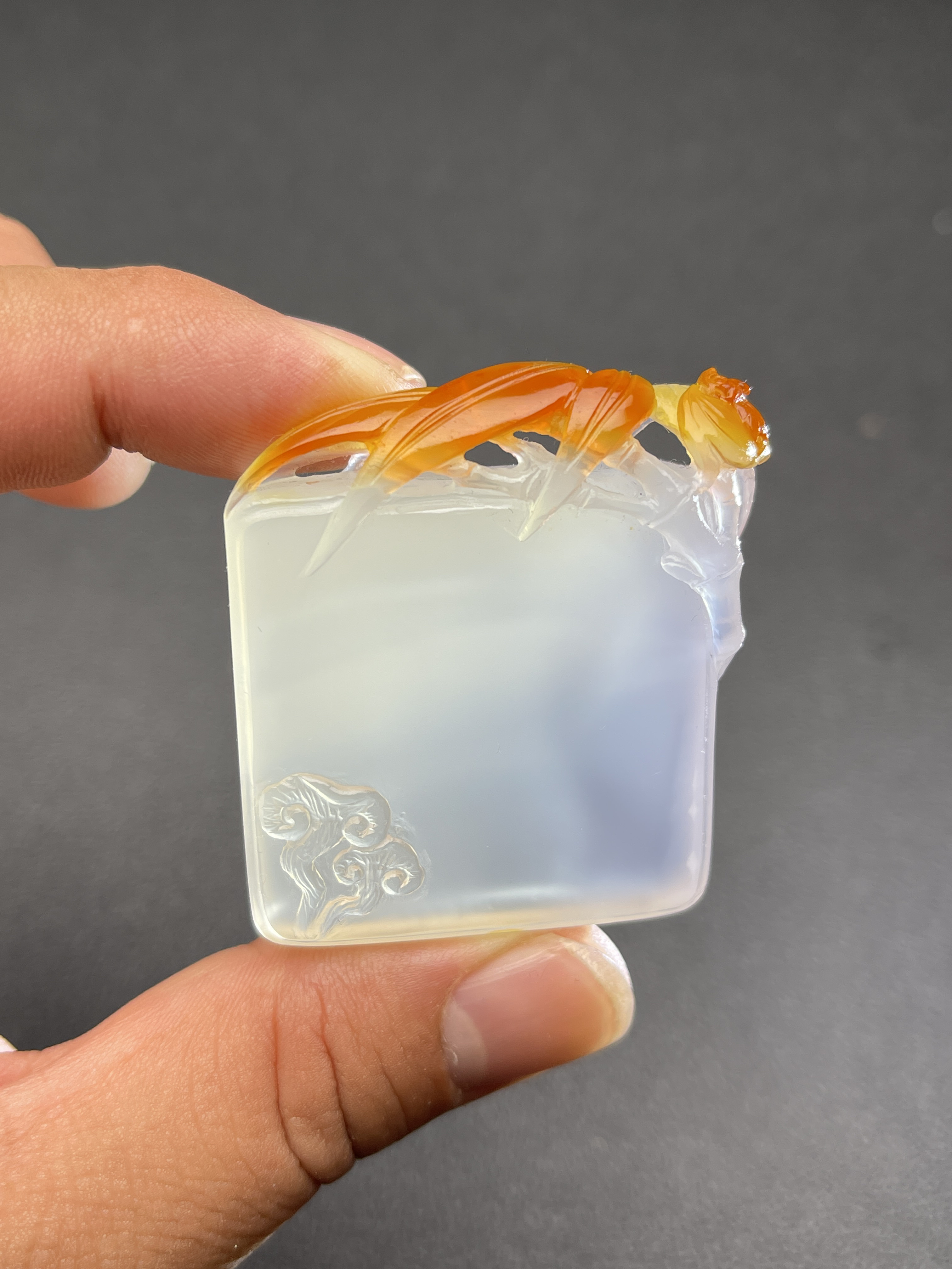 平安无事牌 竹报平安平安如意天然玛瑙俏色手工镂空雕刻挂件吊坠