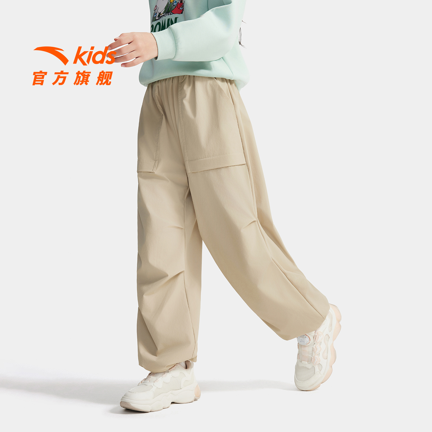 安踏儿童女大童运动长裤2025新款上新舒适亲肤青少年速干宽松裤子