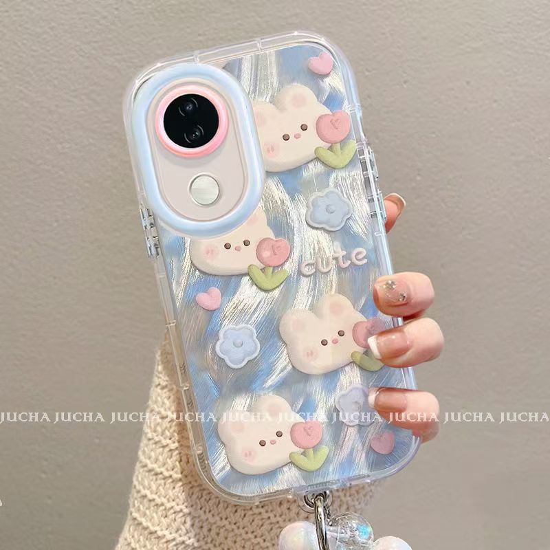 花朵兔子适用于oppo小米vivo手机壳红米k70reno13pro全包壳防摔壳