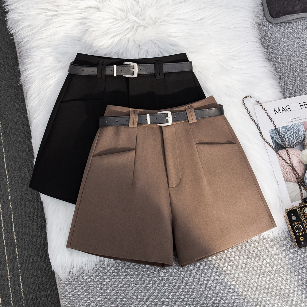 大码毛呢2025年秋冬高腰阔腿裤百搭成人短裤裤子直筒时尚A字