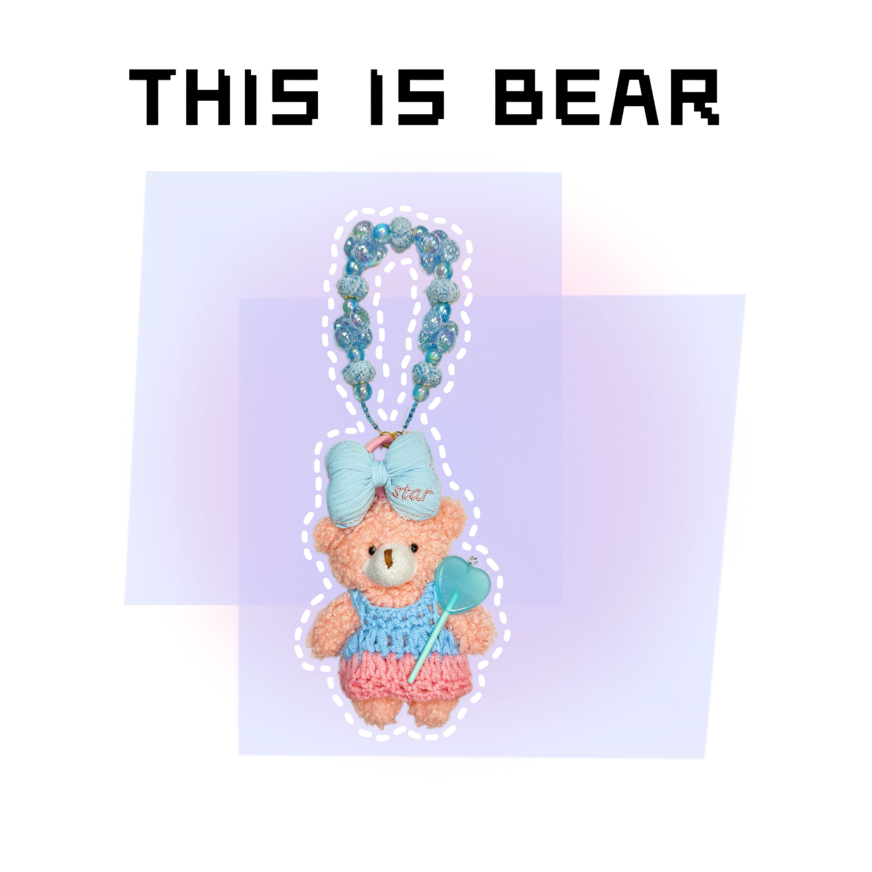 This is Bear•设计师原创包包挂件/手机挂饰/车挂/蓝蝴蝶结A121