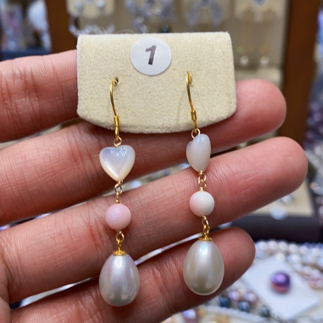 银S925镶嵌淡水珍珠耳环