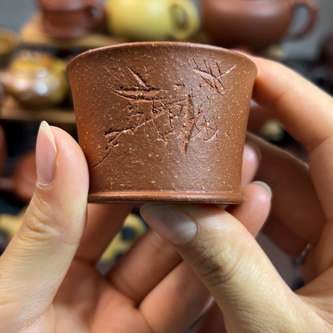 茶杯紫砂红降坡马蹄杯
