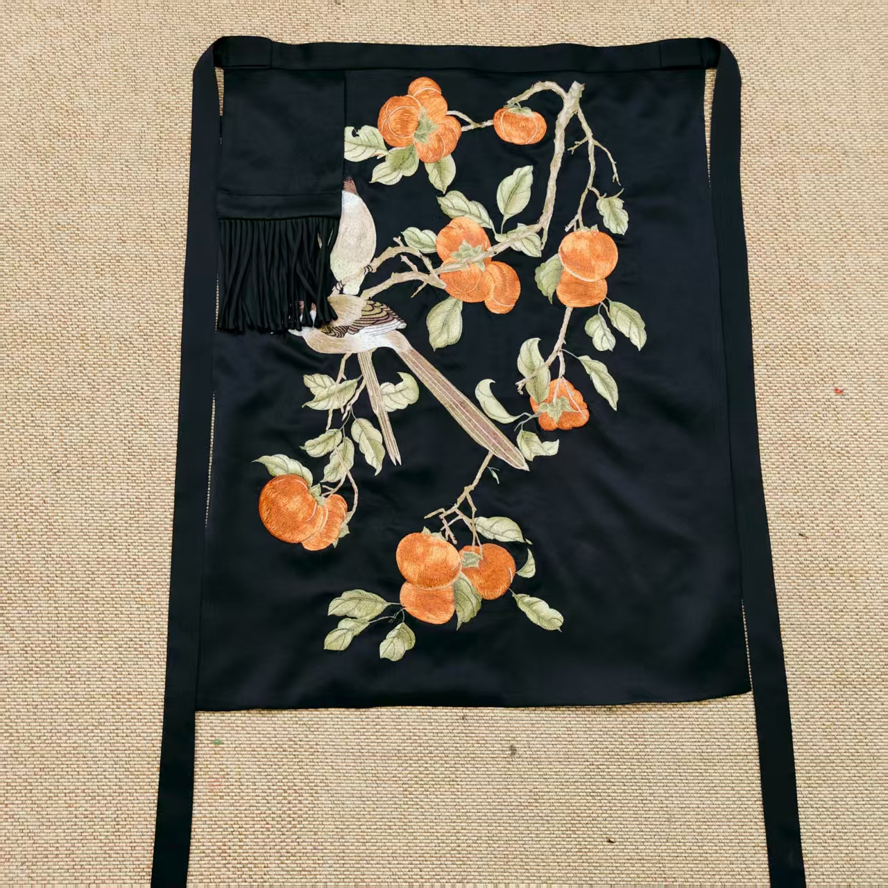 （LZ009-1）凤徕兮私人定制黑色光板底柿柿如意刺绣流苏腰封