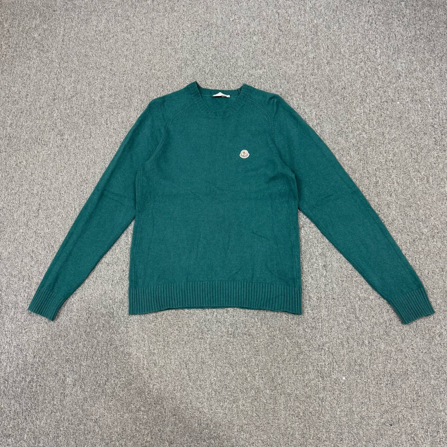 99新 MONCLER 18391026 Moncler蒙口 湖水绿羊毛针织衫 M码95新