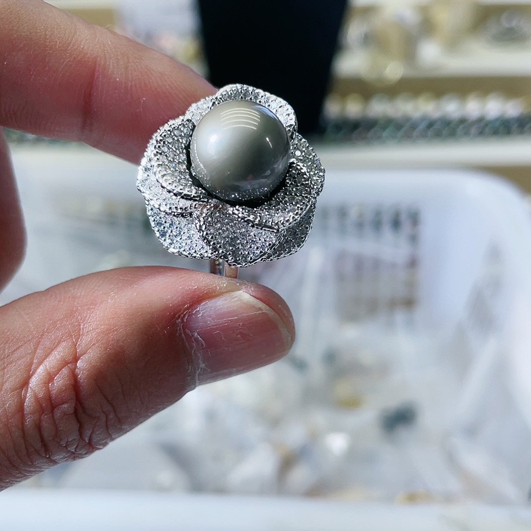 海水珍珠戒指银S925镶嵌