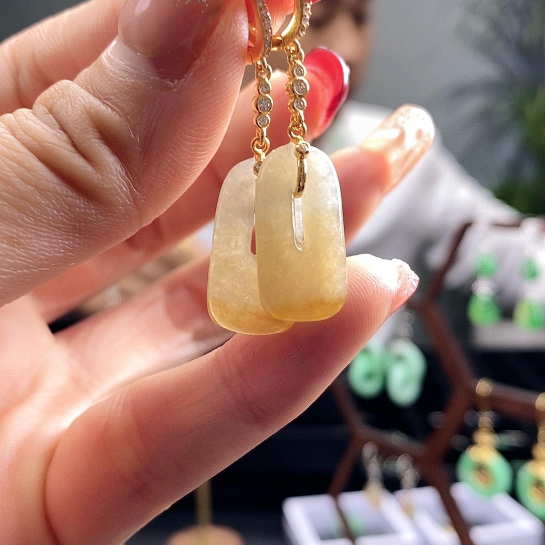翡翠耳饰银S925镶嵌翡翠