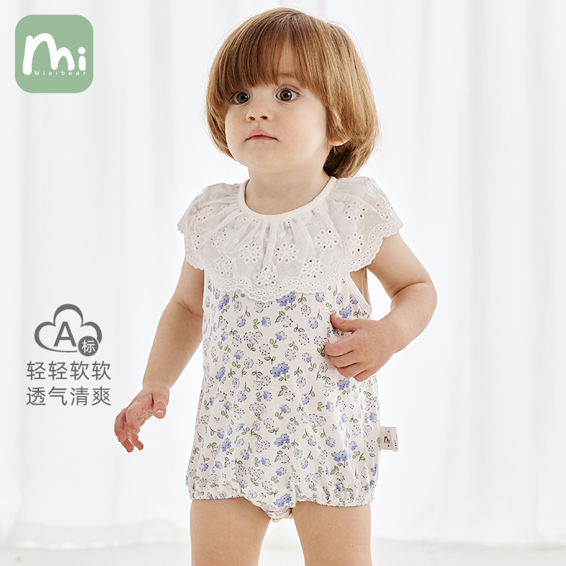 女宝宝包屁衣夏季连体衣婴儿衣服纯棉a类春秋洋气公主风外出服装