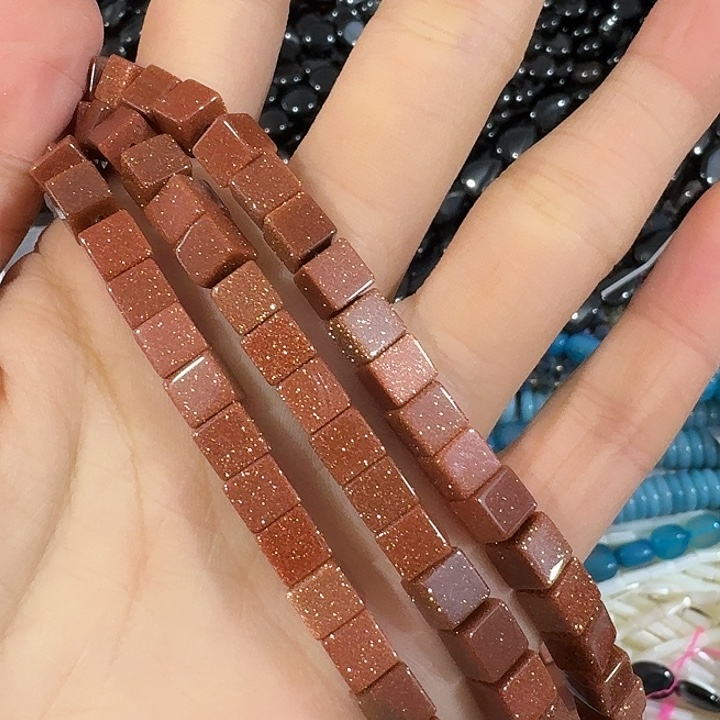 玛瑙/玉髓合金珠宝半成品3条金沙方糖18厘米