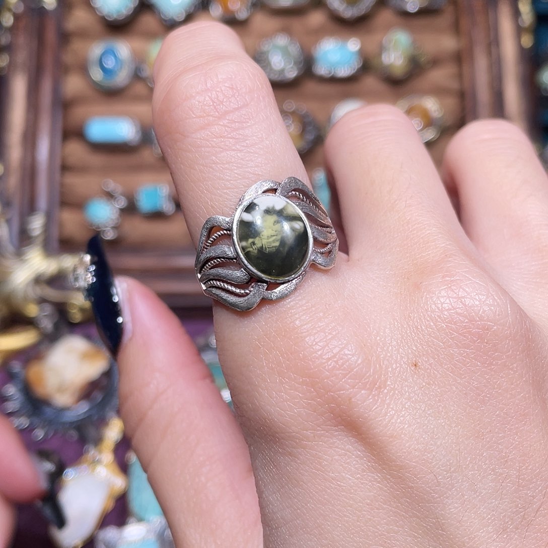 琥珀银S925镶嵌戒指