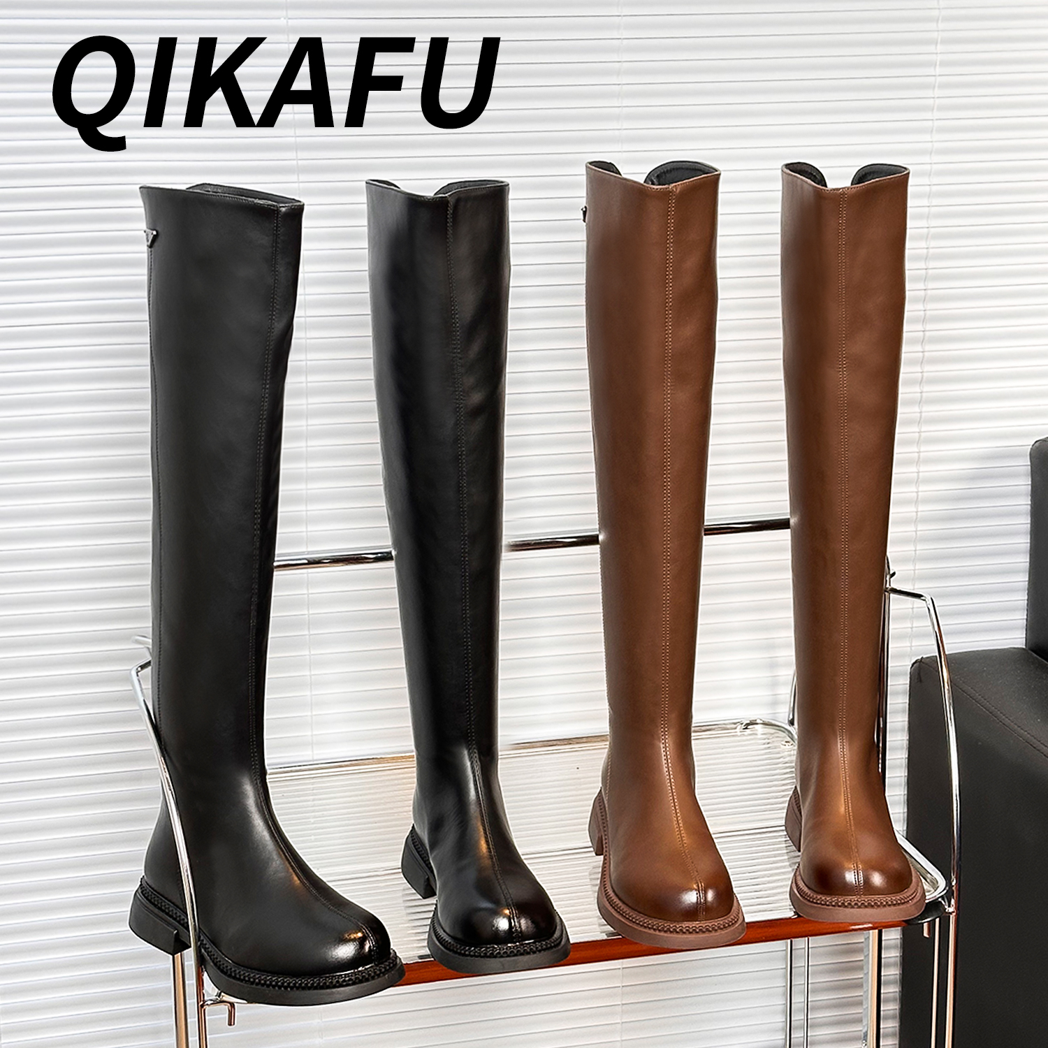长筒靴女过膝高个子2025新款秋冬加绒高筒靴骑士靴平底长靴8805