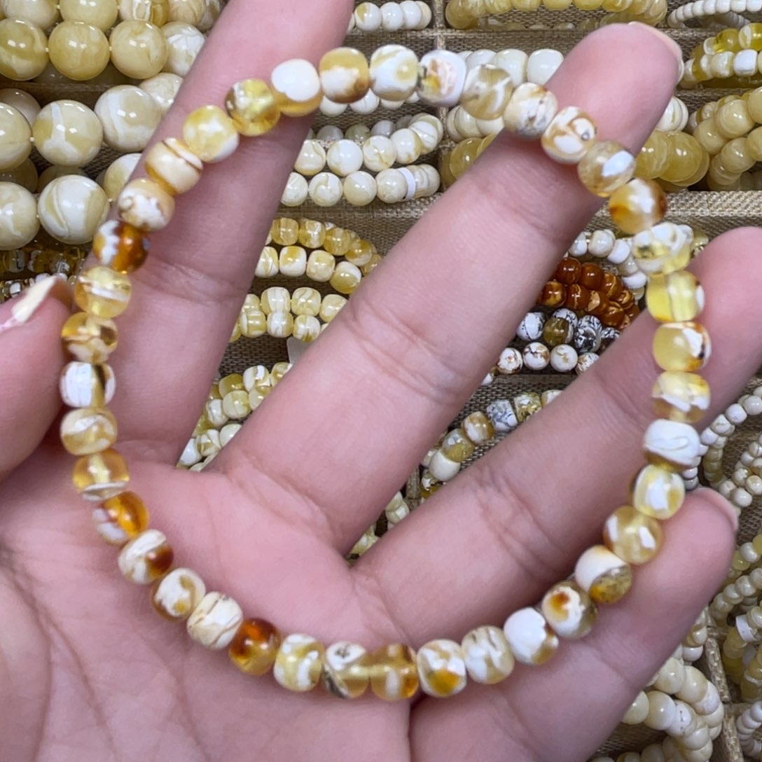 手绳琥珀银S925镶嵌5.7m