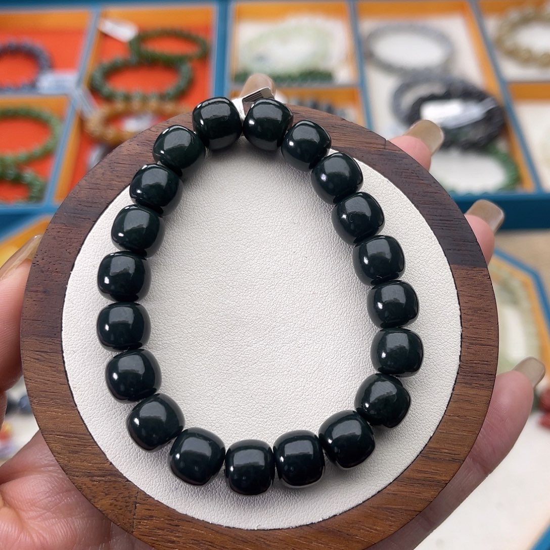 和田玉未镶嵌手串A8卡9×10