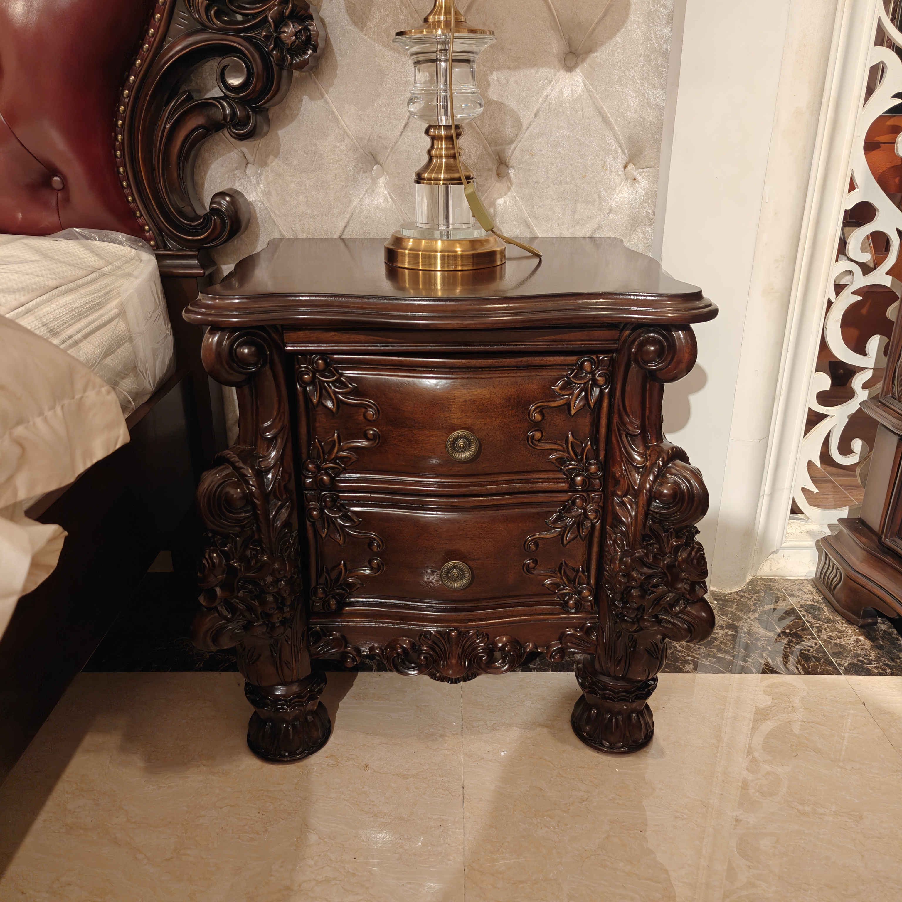 床头柜650*500*640mm  美式别墅古典雕花奢华