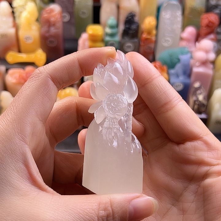 昌化石印石好**莲手工定制2.5厘米，花