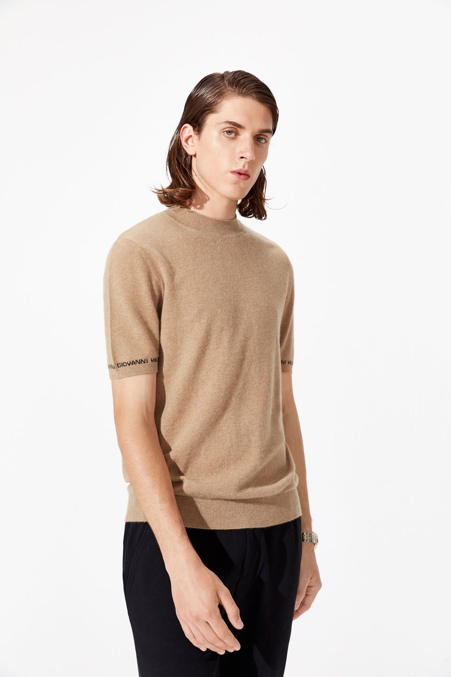 卓凡尼·华伦天奴男士双层领毛衣高领针织衫百搭纯色M09130020