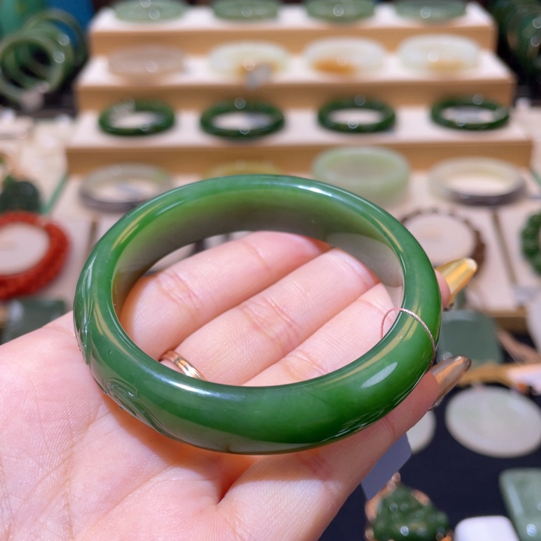 和田玉高品碧玉手镯54、55未镶嵌