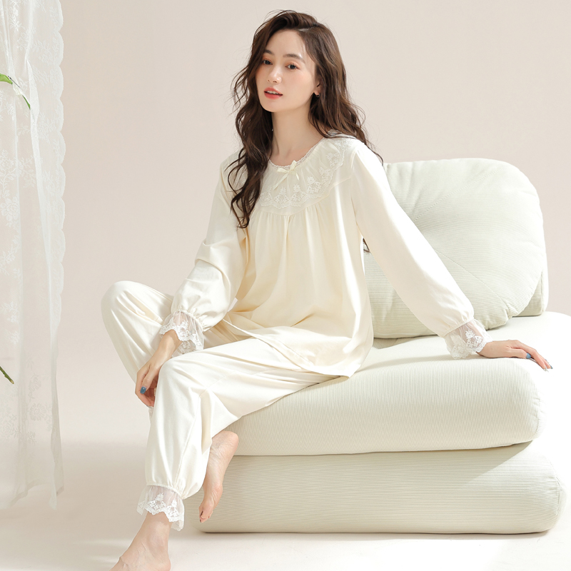 薄款女士公主风长袖女睡衣家居服套装套装秋冬甜美3209