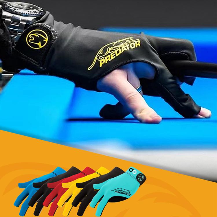 美洲豹台球手套 三指专业高档配件左手薄款男女防滑黑红网布贴肤